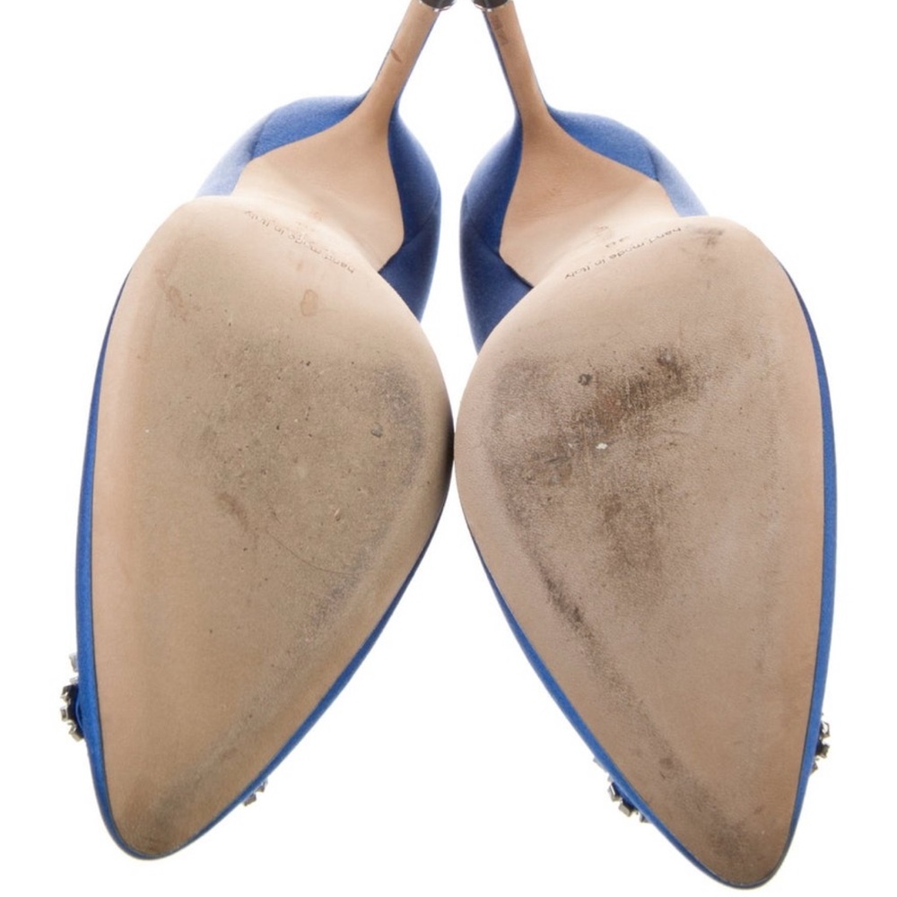 😍final price😍 Blue Satin Manolo Blahnik heels sex and the city - Picture 4 of 4